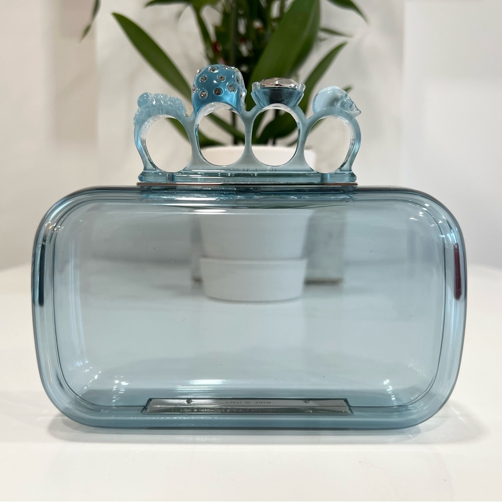 Alexander McQueen Skull Four Ring embellished acrylic clutch - Picture 7 of 14